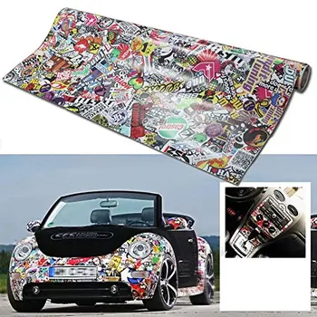 

20" x 60" Rock Panda Cartoon Graffiti Car Sticker Bomb Wrap Sheet Decal Sticker