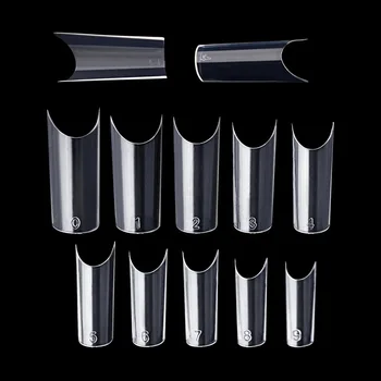

C Clear Nail Tips Size #1- #10 - Bag of 500 tips Clear False Nail Art Tips C-shape French Nail Tips Acrylic C Curve False Nail