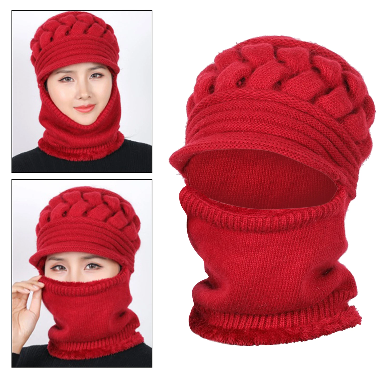 Womens Beanie Winter Hat Scarf Set Slouchy Warm Snow Knit Skull Cap Outdoor Hat, Warm & Comfortable