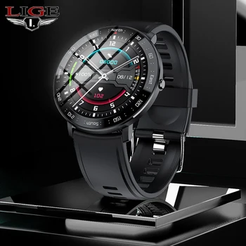 

LIGE Bluetooth Call Smart Watch Men Sports Fitness Heart Rate Blood Pressure Waterproof Music Smart Watch Women for Android ios