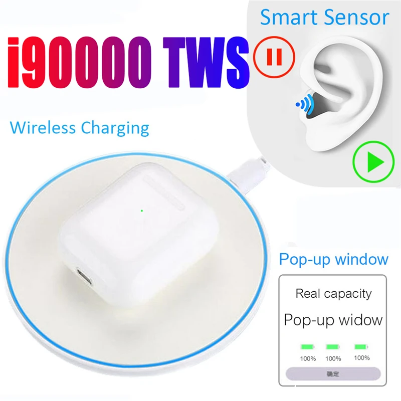 

i90000 TWS Wireless Earphones Pop up Sensor Control Wireless Charging PK i200 i500 i2000 i9000 i10000 TWS support ios13