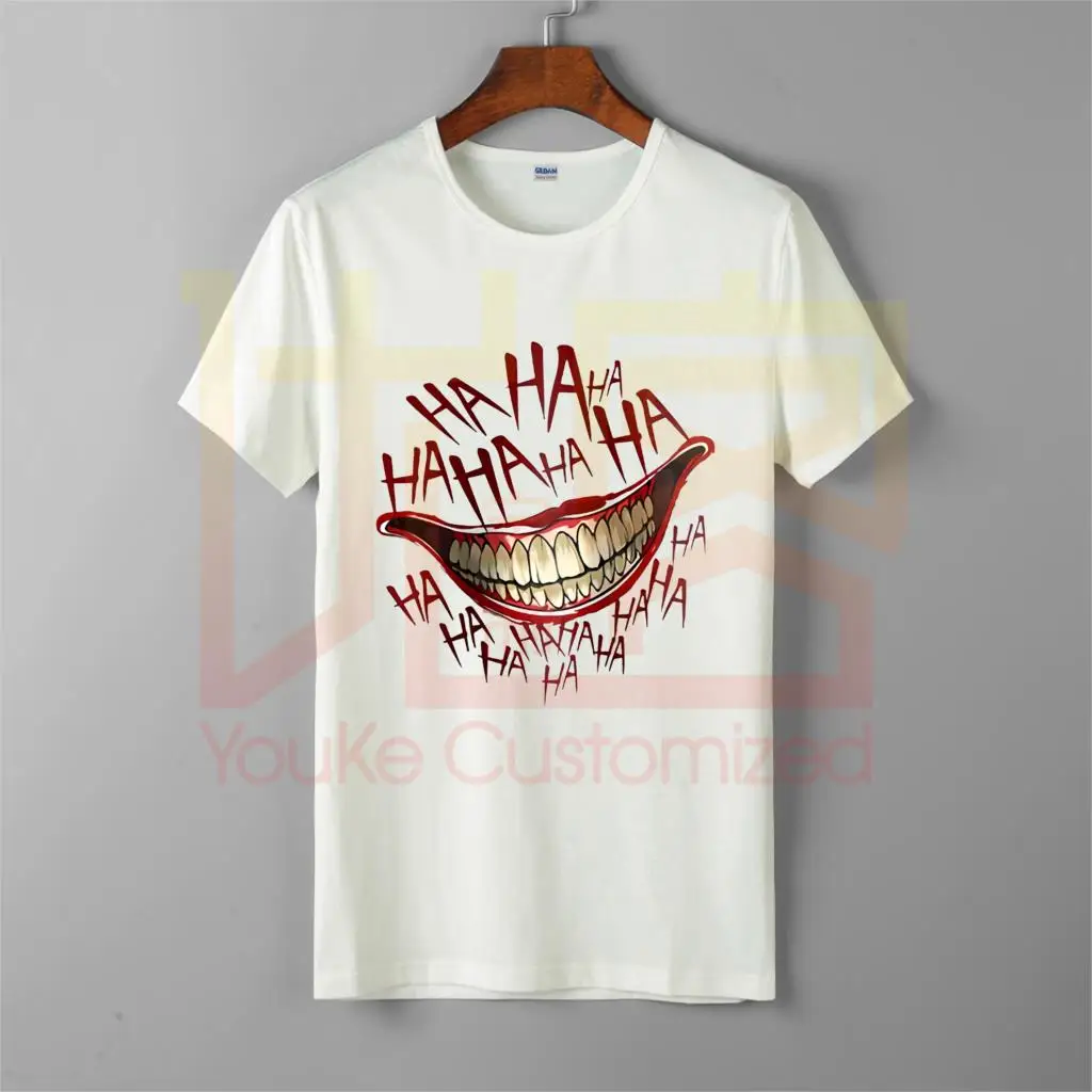 HAHAHA-Joker-Smile-Tshirt-Joker-2019-Film-Tee-Shirts-S-3XL Мужская брендовая футболка с круглым вырезом из