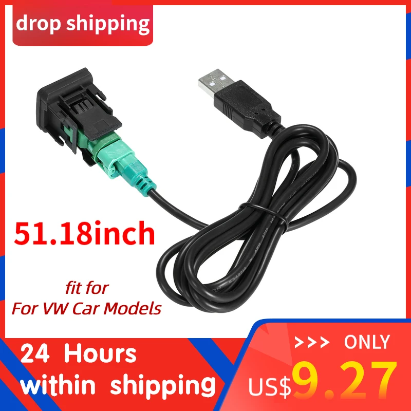 

KKMOON 130cm USB Audio System Cable Adapter CD Player Radio Wire Cable Fit for VW Volkswagen