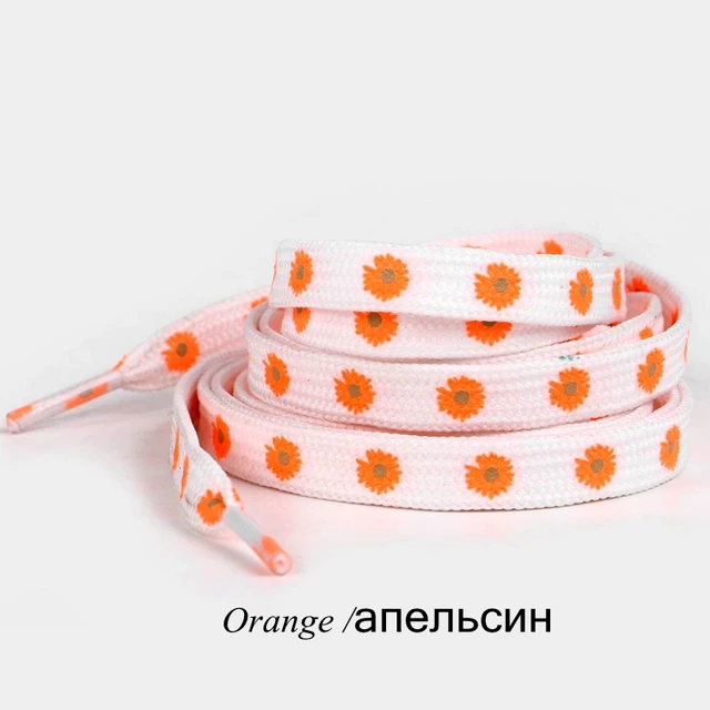 Little Daisies Shoelaces Cartoon Printing Fashion Unisex Flat Shoe laces High-top Canvas Sneakers Shoelace AF1 Sports Shoelaces Orange