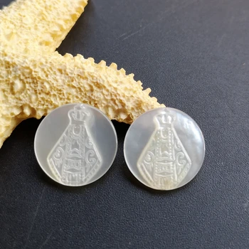 

27pcs/lot 15mm Natural lady of Aparecida Mother Pearl Shell Lady of Aparecida & Virgin Valley Pearl Shell for DIY Jewelry