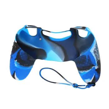 

Soft Silicone Skin Protective Case Cover With Hand Rope for SONY PS4 Controller Camouflage Black
