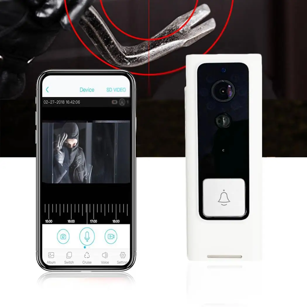 

WiFi Smart Wireless Security Doorbell HD Support 720P Support Support Visual Intercom Recording Video