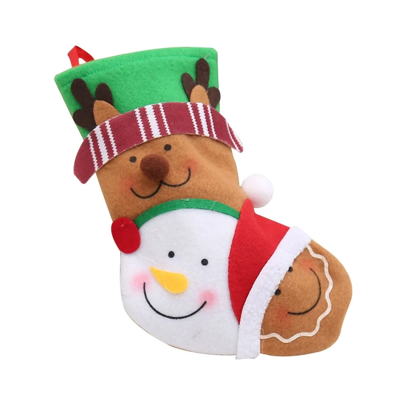 

Cute Christmas Cloth Stockings Hanging Ornaments Small Boots Pendant Christmas Pattern Print Party Home Decoration Accessories
