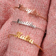 Пользовательский именной браслет& браслет персонализированное имя браслет из нержавеющей стали для женщин Подвески для девушки ручной работы браслет с гравировкой подарок