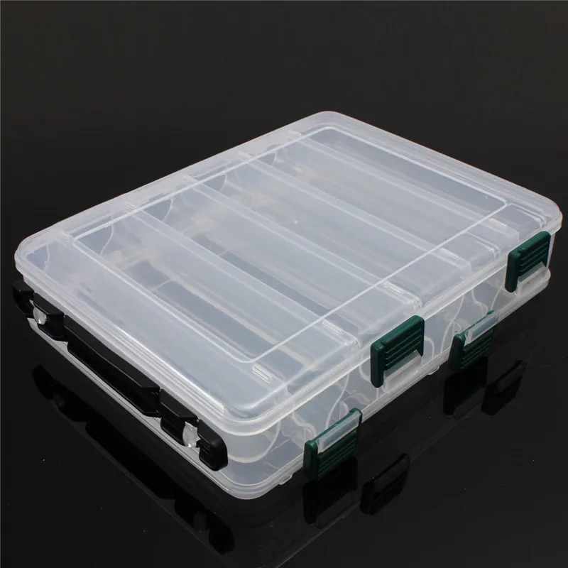 Double Sided 10/14 Compartment Fishing Lures Tackle Hooks Baits Storage Box .dr 