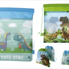 12 шт мультфильм нетканые ткани Baby Shower Drawstring подарки сумки милый мотив динозавра мешок день рождения партии Mochila Мальчики сувениры