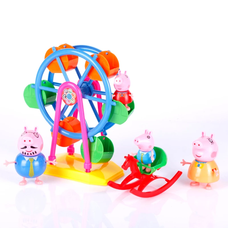 Peppa Pig pepa pig колесо обозрения Набор игровой дом качели Действующая модель из ПВХ куклы игрушки парк развлечений дети Свинка Пеппа подарок на день рождения