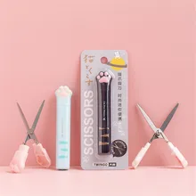 Ciseaux en forme de stylo patte de chat mignon, bricolage, coupe papier manuel, couteau utilitaire, ciseaux de poche portables, couteau Kawaii à tête ronde