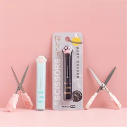 Ciseaux en forme de stylo patte de chat mignon, bricolage, coupe papier manuel, couteau utilitaire, ciseaux de poche portables, couteau Kawaii à tête ronde 