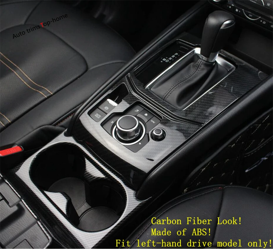 

Central Control Gear Shift Water Cup Bottle Holder Panel Carbon Fiber Look Cover Trim For Mazda CX-5 CX5 2017 - 2023 Accessories