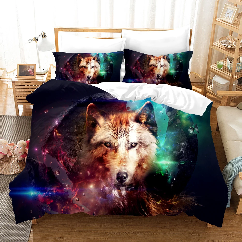 Colorful Wolf Cool Bedding Set Fashion Ins 3d Duvet Cover Sets Comforter Bed Linen Twin Full