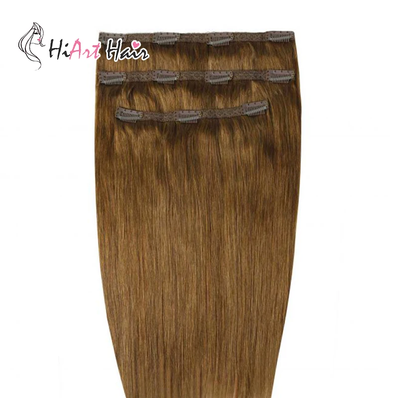 

HiArt 140g Remy Hair Extension Clip In Human Hair #6 Straight Double Drawn Clip Hair Extensions Straight wholesales 18"20"22"