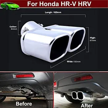 

Stainless Steel Sqare Double Outlets Exhaust Muffler Rear Tail Pipe Tip Tailpipe Extension Pipes Custom Fit for Honda HRV HR-V