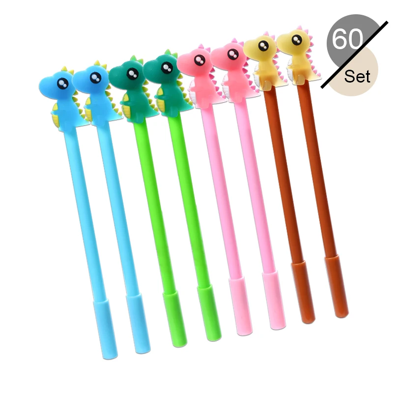 60pcs/set Cute Cactus Fruit Corn Gel Pen Kawaii Bear Dinosaur Koala School Stationery Signature Ink Pens Korean Office Supplies |