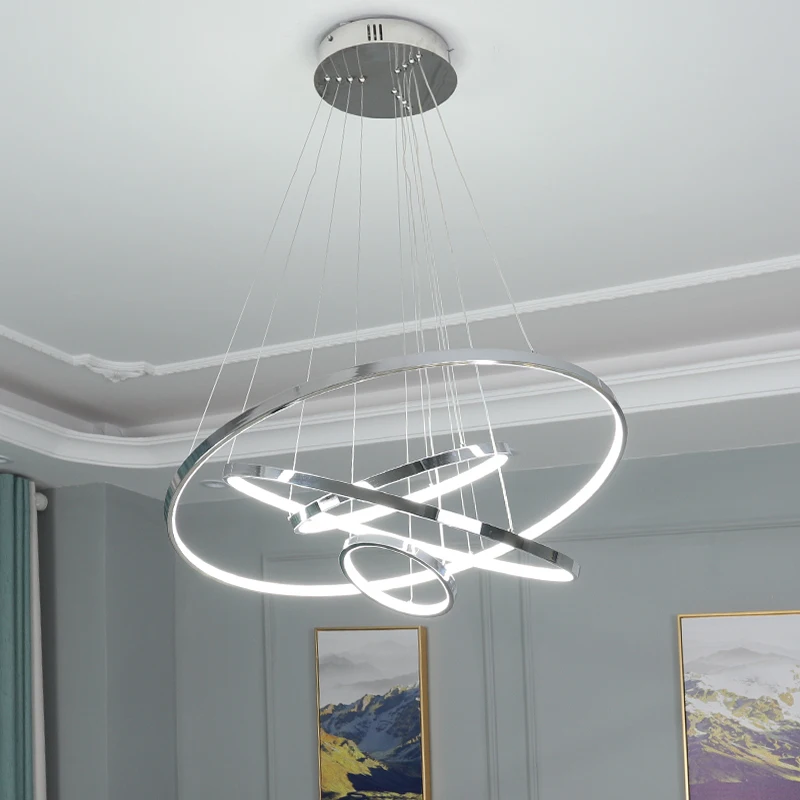 Современный светодиодный кольцевой светильник для люстры, потолочный светодиодный светильник для гостиной, столовой, кухни, хром и золото