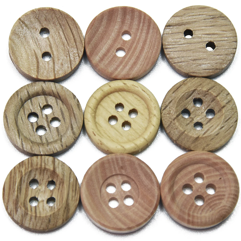 15 Mm Natural Wood Buttons Wooden Clothes Decor Sewing Wood Buttons
