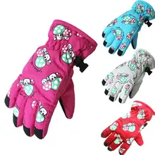 Детские теплые перчатки для катания на лыжах с милым мультяшным принтом, утепленные флисовые перчатки для катания на лыжах, перчатки для лыжного спорта, катания на сноуборде