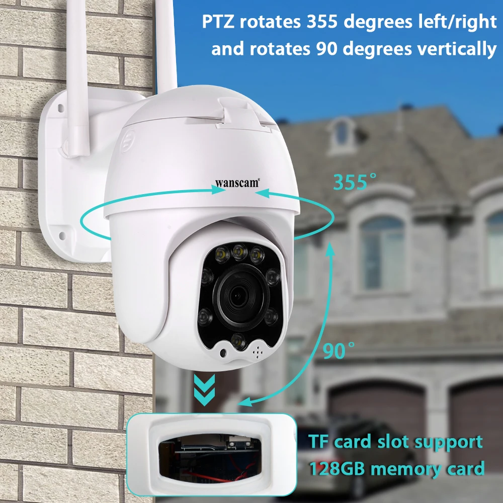 1080P WiFi ip-камера 4X Zoom с автоматическим отслеживанием лица PTZ двухстороннее аудио цветное ночное видение Водонепроницаемая наружная система видеонаблюдения