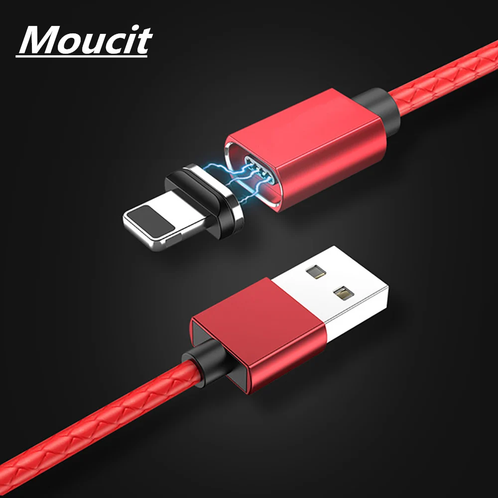 Магнитный кабель Moucit 3A 1 м кабель Micro usb type C для iPhone Быстрая зарядка USB C магнитное зарядное устройство для телефона Xiaomi samsung Cabo - Цвет: Красный