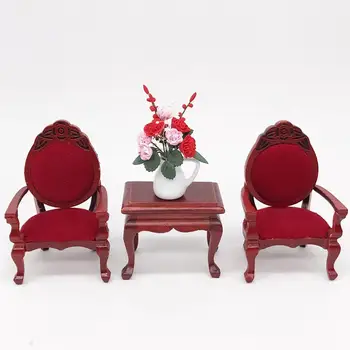 

1/12 Doll House Retro Wooden High Back Chair Miniature Room Funiture Accessory Children's Toys