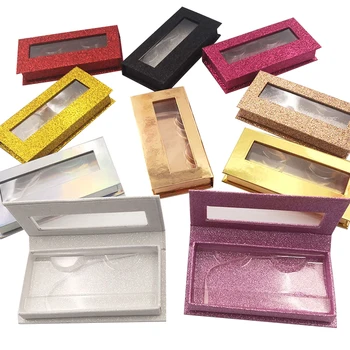 

1PC New Colorful False Eyelash Packaging Box Fake 3D Mink Eyelashes Boxes Faux Cils strip diamond Magnetic Case Lashes Empty
