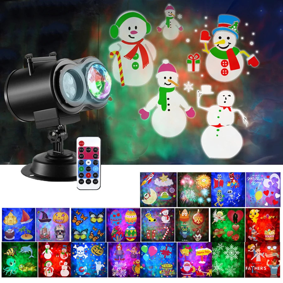 

Thrisdar 20 Pattern Outdoor Christmas Laser Projector Light 2-in-1 Ocean Water Wave Light Holiday Halloween Projector Lamps