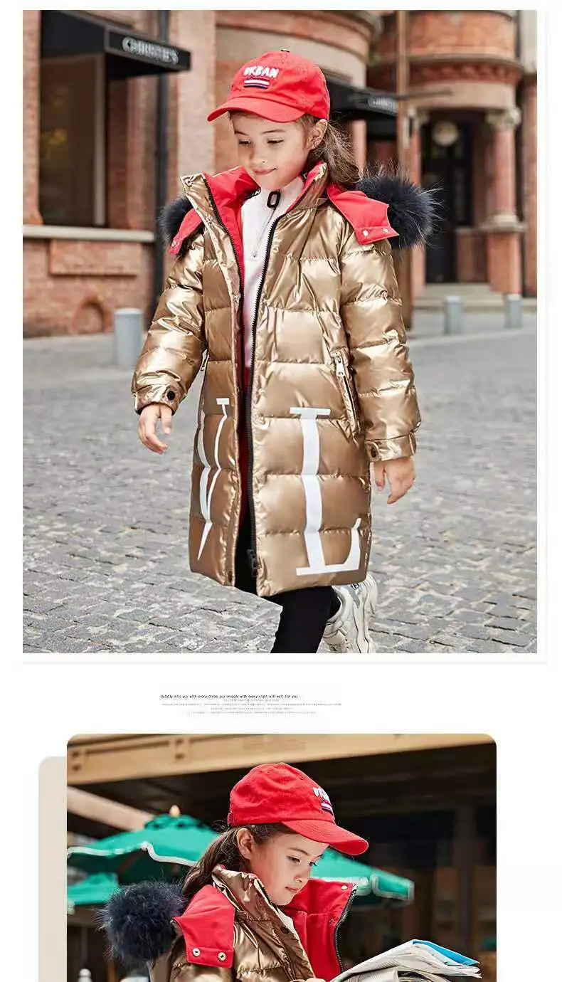 New Children Winter Warm down Jackets Girls& Boys Outerwear Coat Waterproof Parka Clothes Hooded Long-30 Degrees Coats For Kid