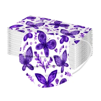 

50pc Children's Butterfly Printed Dust Mask 3 Layer Non-woven Face Masks Ear-hook Type Adjustable Stretch Mascarilla Mondkapjes