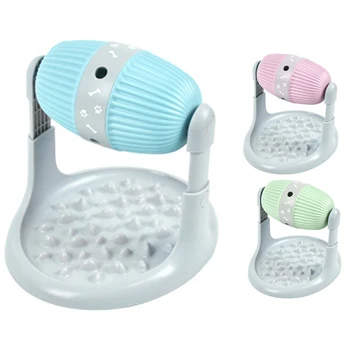 

Pet Cats Dogs Roller Type Leaking Slow Food Toy Green Teething Healthy Bite Rubber Dog Chew Toys