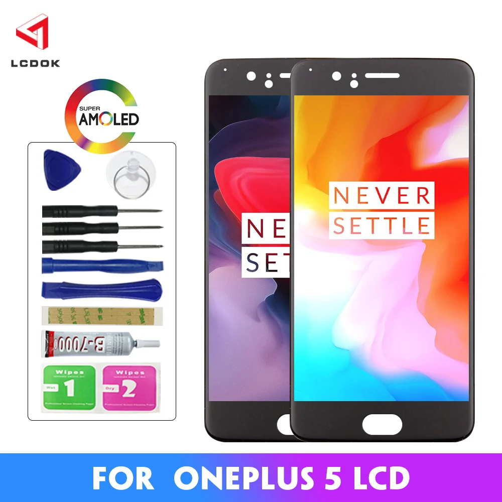 AMOLED A5000 lcd для Oneplus 5 дисплей кодирующий преобразователь сенсорного экрана в сборе
