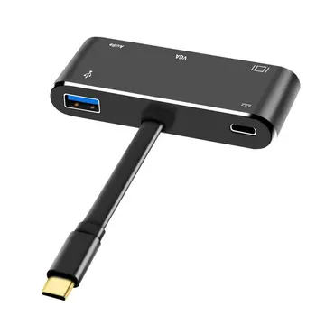 

TYPE-C To HDMI + VGA + AUDIO + USB3.0 + PD Five-in-one Extension Cable Adapter