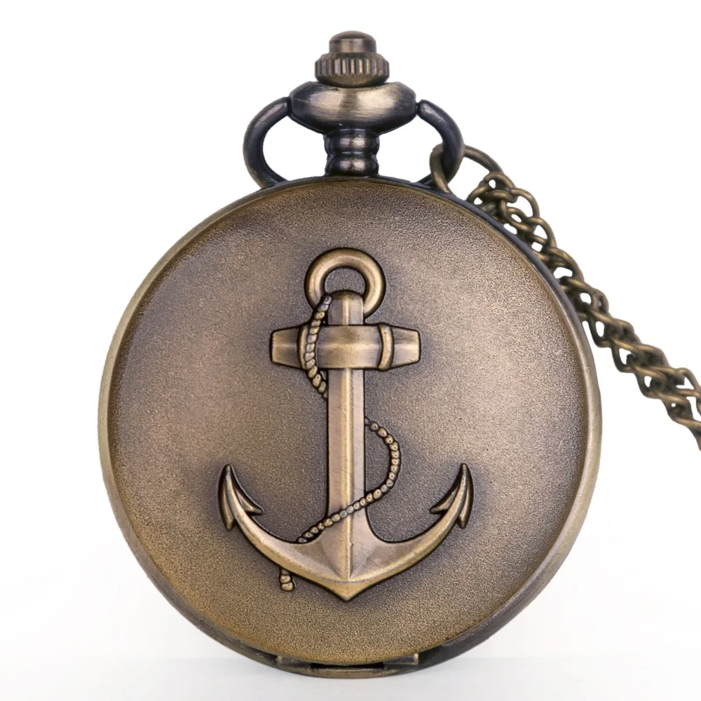 Антикварные карманные часы в стиле стимпанк, Пираты Карибского моря, ожерелье для мужчин, детские подарки, кварцевые карманные часы, якорь, моряк, XH3013