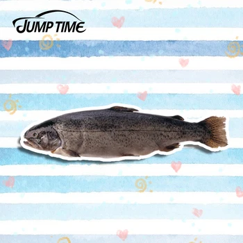 

Jump Time 13cm x 3.3cm 3D Car Styling Salmon Fish Decal Seafood Sticker Waterproof Auto Motor Decor Fish Graphics Car Stickers