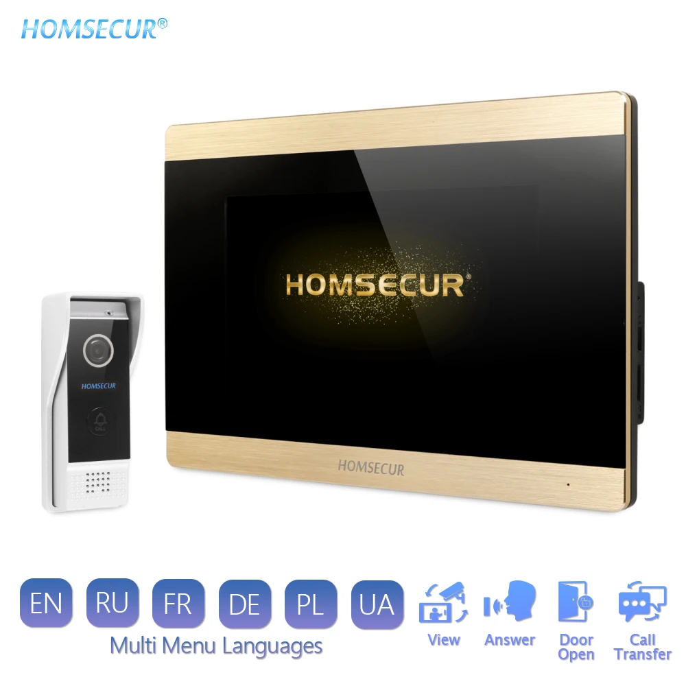 HOMSECUR 7-дюймовая 4-проводная видеодомофонная система сенсорный экран