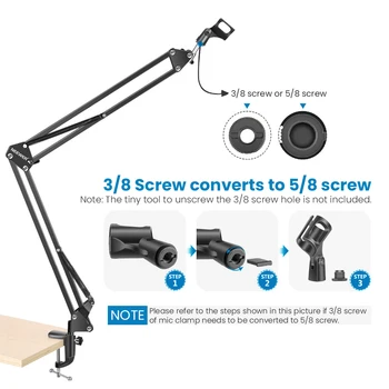 

Profession Condenser Microphone Stand Adjustable Suspension Scissor Arm Stand Clip Desktop Karaoke Microphone Holder for Samson