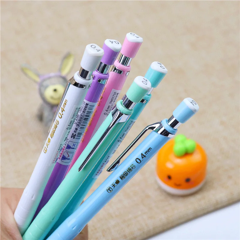 0.4mm thin line mechanical pencil 3PCS a set 2 Pens and 1 refiils Student drawing engineering design writing tools color random
