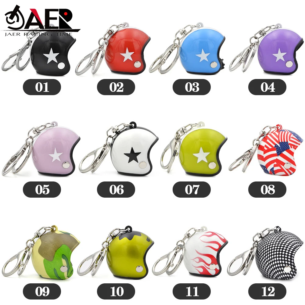 

JAER Riding Sport Key Chain Ring Motorcycle Helmet Hat Keychains Small Accessories 12 Colors