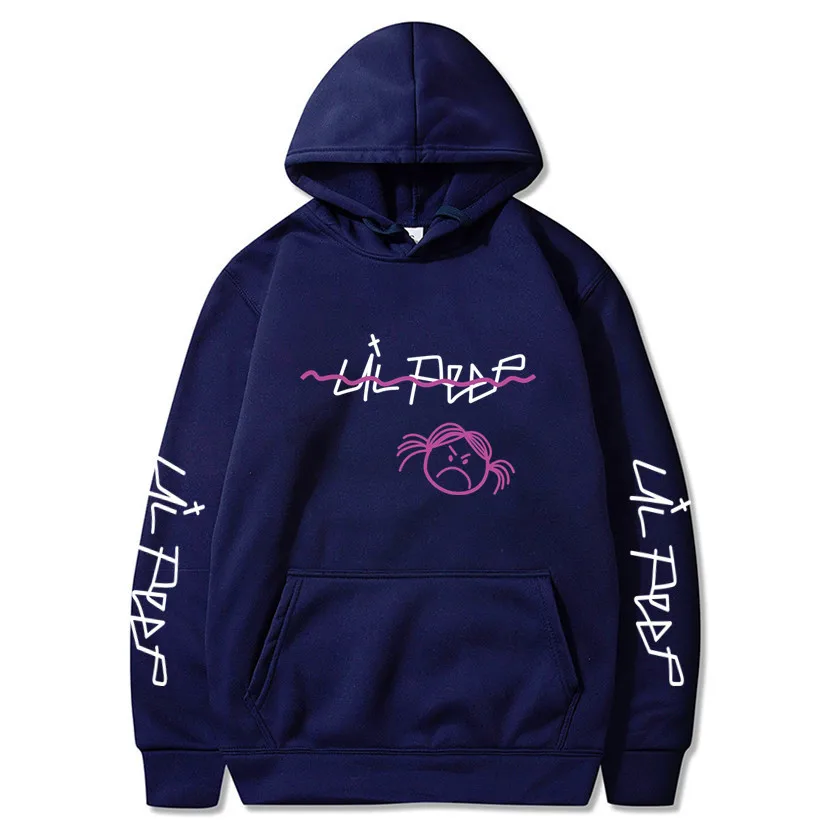 Lil Peep/толстовки с капюшоном Love lil. peep, мужские свитшоты, пуловер с капюшоном, свитшоты для мужчин/женщин, sudaderas cry, Детская уличная толстовка с капюшоном для мужчин - Цвет: Navy blue 70