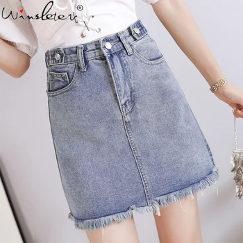 

Summer Tassel Denim Skorts Women Gilrs Teen Skirt Casual High Waist A-line Mini Skirt Jeans ropa mujer 2020 New B03111B