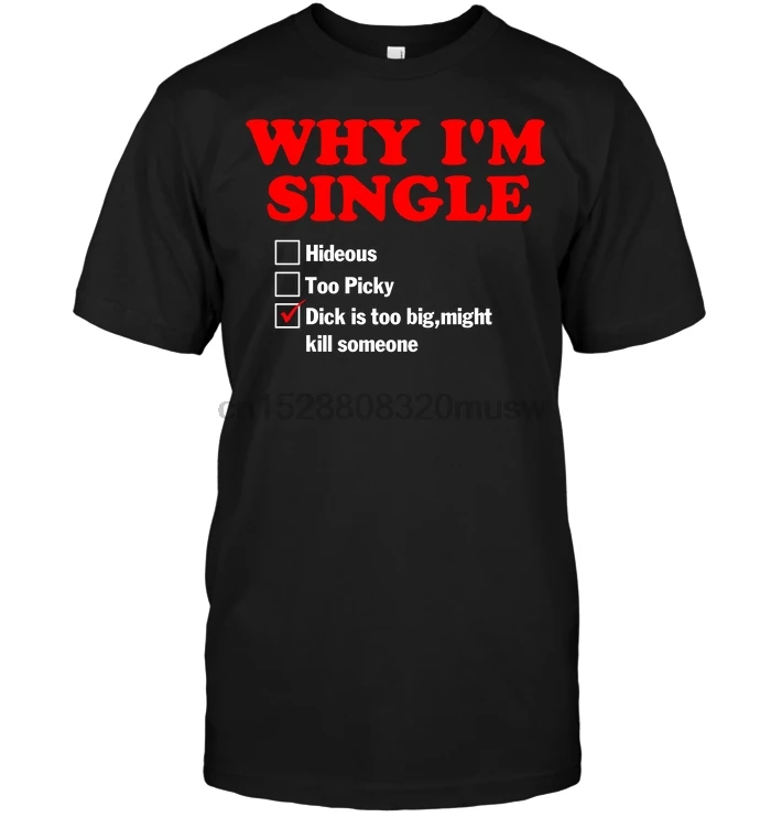 

Gildan Brand Why Im Single Hideous Too Picky Dick Is Too Big Might Kill Someone T-Shirt Men Short Sleeve T-Shirt