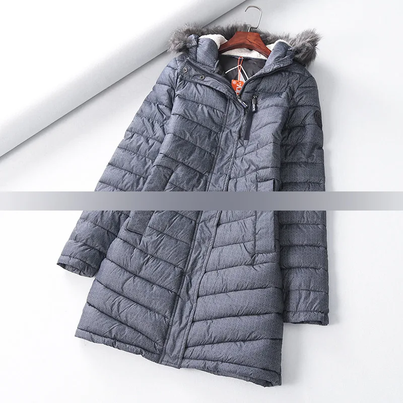 Ia57 Simple Casual Style Pattern Versatile Long Sleeve Hooded Fur Collar Cotton-padded Clothes Cotton Coat Women's