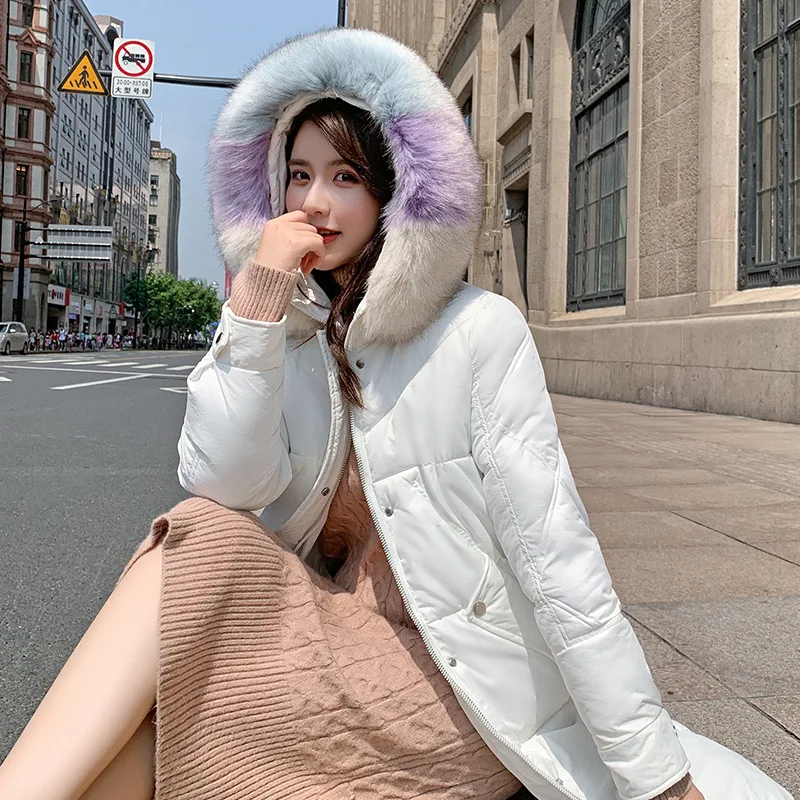 

Down Jacket Cotton-padded Clothes Women's Mid-length 2019 New Style Korean-style Fashion Winter Thickening Large Fur Collar Cott