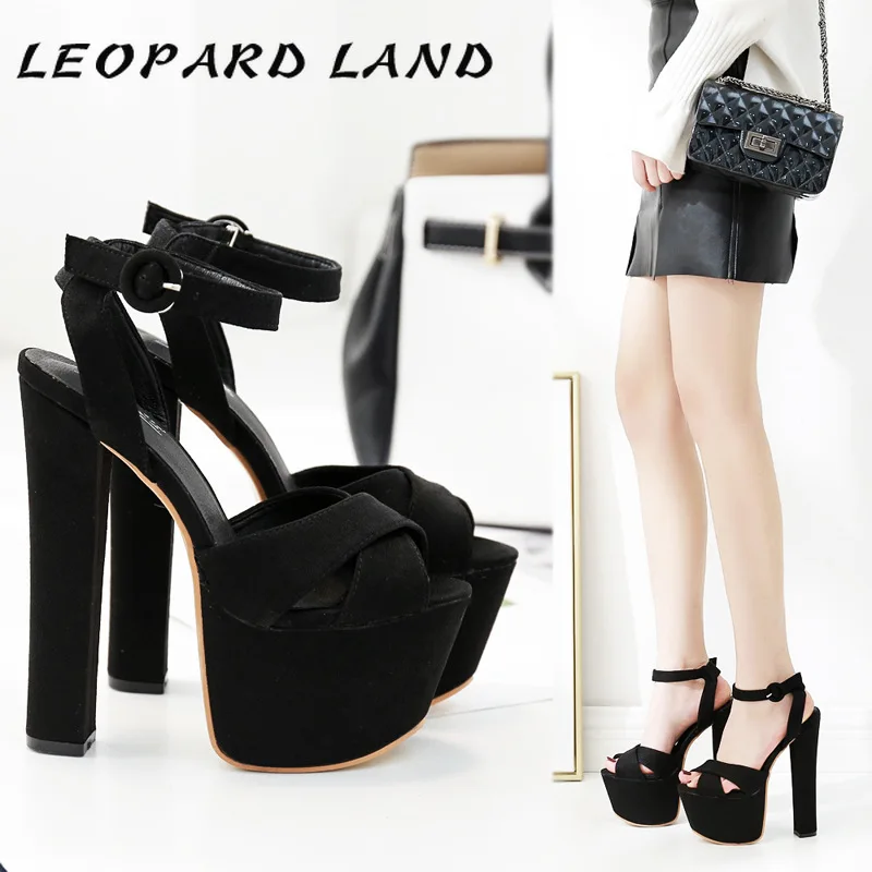 

Runway 2019 New 17cm Thick with High-heeled Platform Waterproof Sandals Models Walk Show High Sandals ZYW-679-2