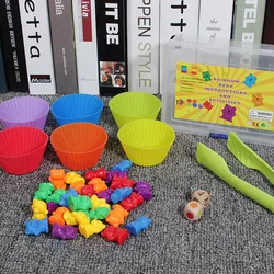 Crianças montessori brinquedo em caixa contando urso montessori cognição educacional arco íris jogo de correspondência brinquedos educativos presentes