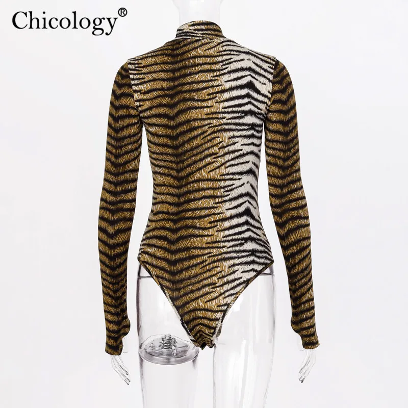 Соблазнительное боди Chicology с тигровым узором Женское длинным рукавом лето осень